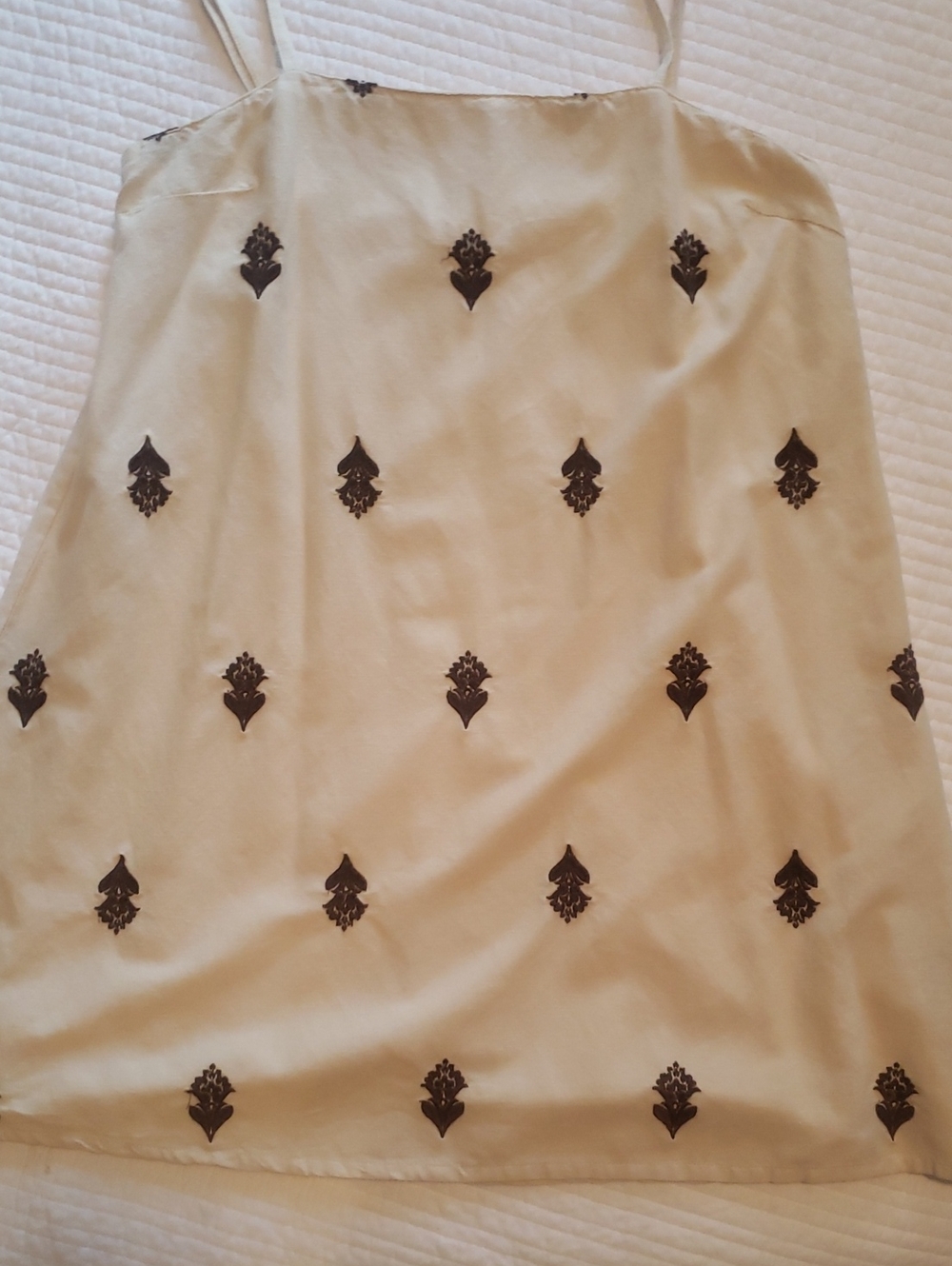 Beige Embroidered Spaghetti-Strap A-line Mini Dress